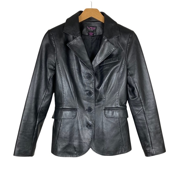 Vakko Jackets & Blazers - VS2 By Vakko Black Lamb Leather Blazer Sz 4